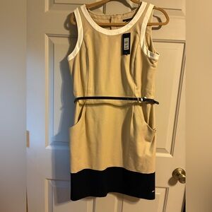 Tommy Hilfiger Tan and Black Midi Dress